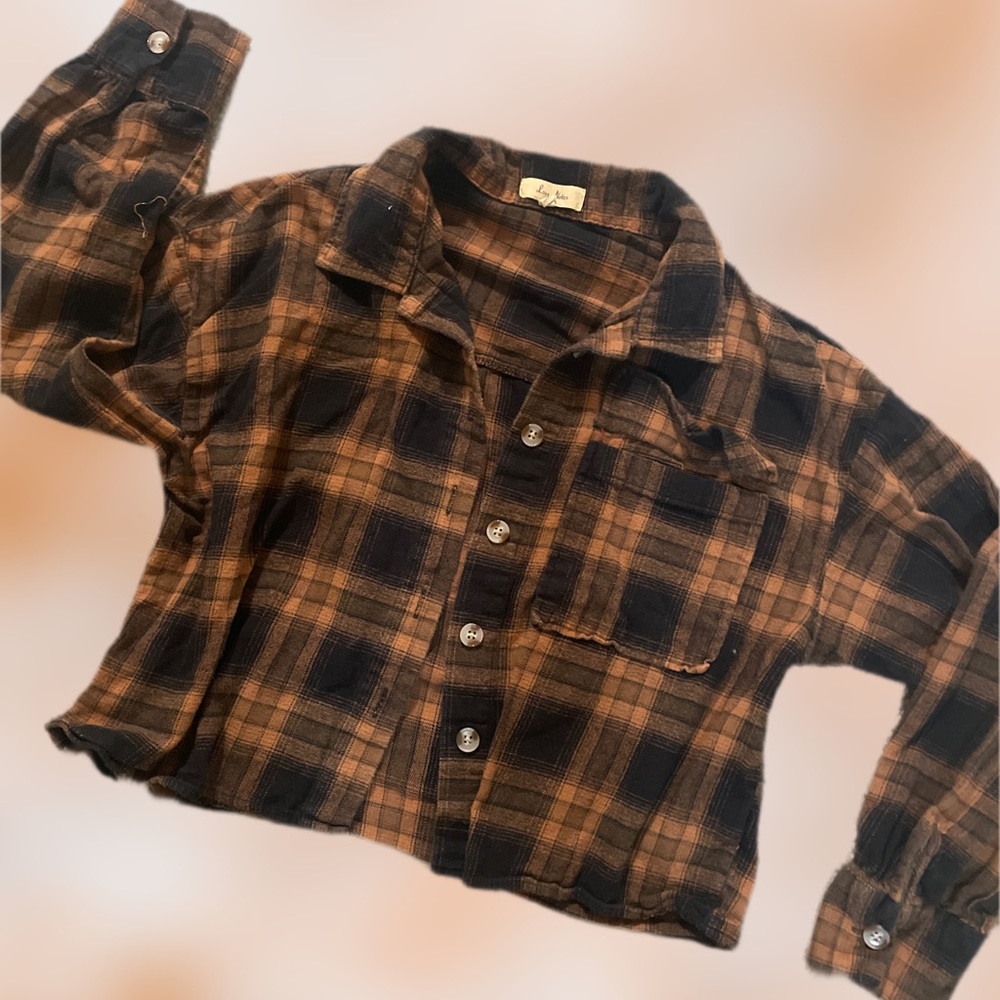 Crop top plaided button up